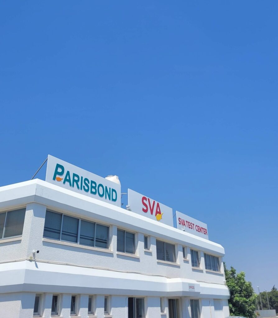 Parisbond Larnaca SVA Test Center signage